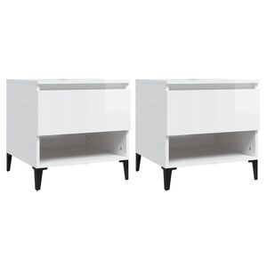 vidaXL Side Tables 2 pcs High Gloss White 50x46x50 cm Engineered Wood