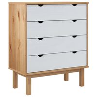 vidaXL Drawer Cabinet OTTA Brown&White 76.5x39.5x90cm Solid Wood Pine