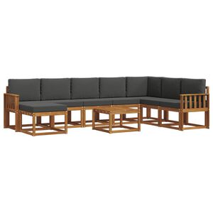 vidaXL Outdoor Sofa Set 9 pcs Natural and Anthracite