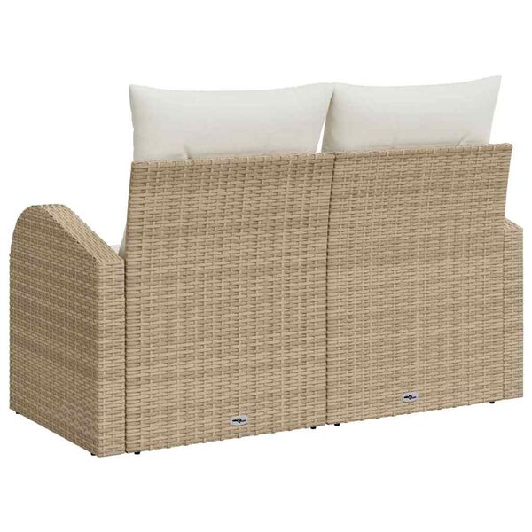 vidaXL Garden Sofa Beige 124 x 62 x 69cm Poly Rattan