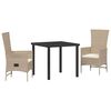 vidaXL Garden Dining Set with Cushion 3 pcs Beige Poly Rattan
