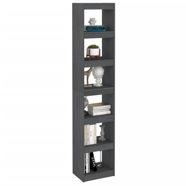 vidaXL Book Cabinet/Room Divider Grey 40x30x199 cm Solid Pinewood
