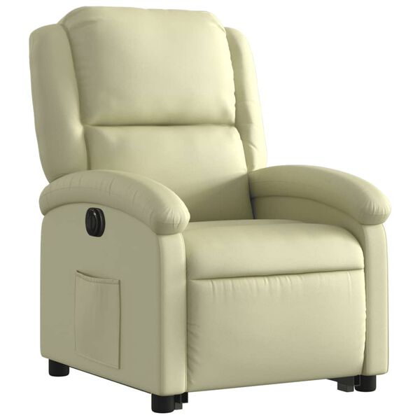 vidaXL Electric Stand up Recliner Chair Cream Real Leather