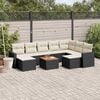 vidaXL 10 Piece Garden Sofa Set with Cushions Black Poly Rattan