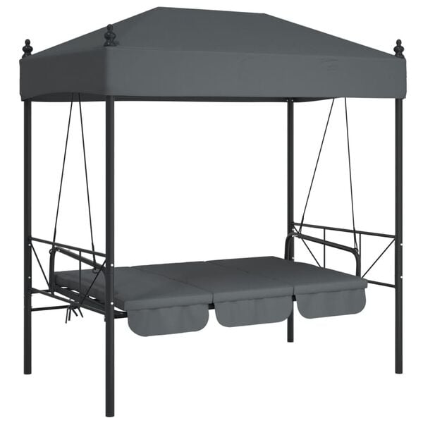 vidaXL Garden Swing Bench with Canopy Dark Grey&nbsp;Steel