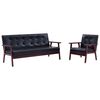 vidaXL Sofa Set 2 Piece Black Faux Leather