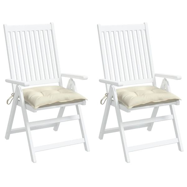 vidaXL Chair Cushions 2 pcs Cream White 40x40x7 cm Oxford Fabric