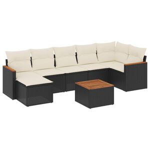 vidaXL 8 Piece Garden Sofa Set with Cushions Black Poly Rattan