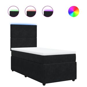 vidaXL Box Spring Bed with Mattress Black King Single Velvet