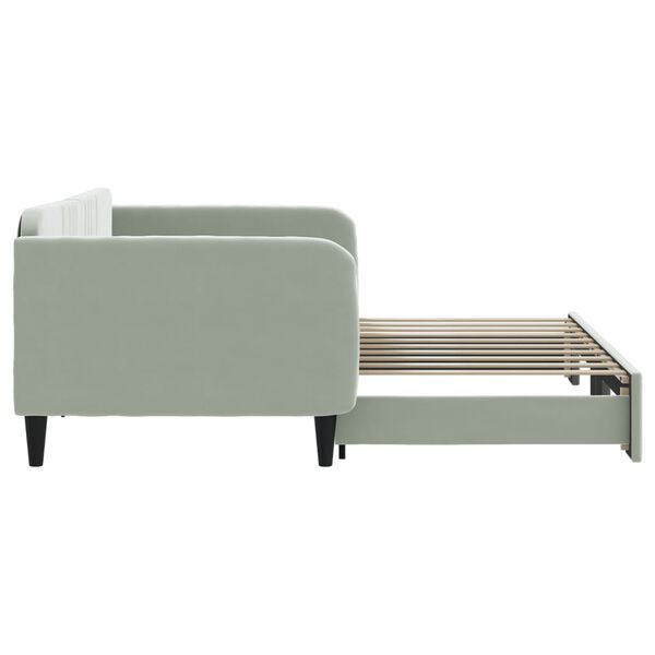 vidaXL Daybed with Trundle without Mattress Light Grey 90x190 cm