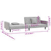 vidaXL 2-Seater Sofa Bed with Two Pillows Light Grey Velvet