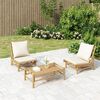 vidaXL Garden Chairs 2 pcs with Cream White Cushions Bamboo