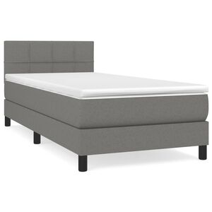 vidaXL Box Spring Bed with Mattress Dark Grey 100x200 cm Fabric