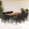 vidaXL 9 Piece Garden Dining Set with Cushions Black Poly Rattan