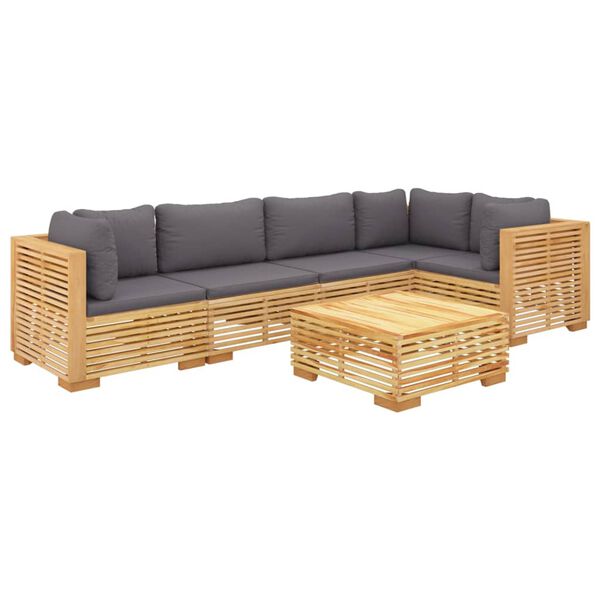 vidaXL 6 Piece Garden Lounge Set with Cushions Solid Teak Wood