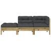 vidaXL Garden Sofa with Cushions and Footstool 3-Seater