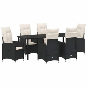 vidaXL Garden Dining Set 7 pcs Black Poly Rattan