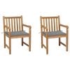 vidaXL Garden Chairs 2 pcs with Grey Cushions Solid Teak Wood