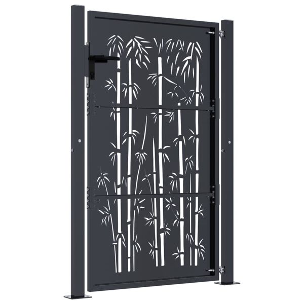 vidaXL Garden Gate Anthracite 100x125 cm Steel Bamboo Design
