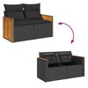 vidaXL 5 Piece Garden Sofa Set with Cushions Black Poly Rattan Acacia