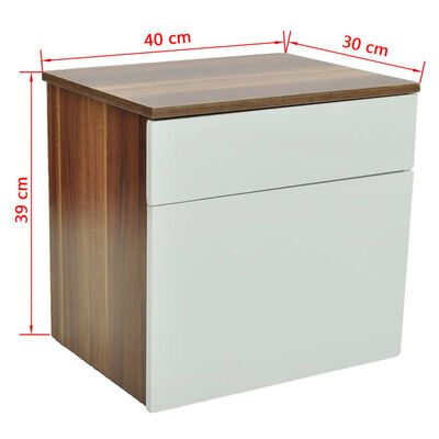 vidaXL Nightstand 2 pcs with One-Drawer Brown/White