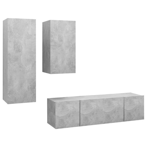 vidaXL 4 Piece TV Cabinet Set Concrete Grey Engineered Wood