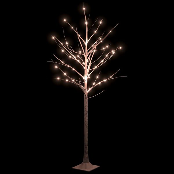 vidaXL Artificial Christmas Tree Warm White 96 LEDs 180 cm White Birch