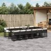 vidaXL 13 Piece Garden Dining Set with Cushions Black Poly Rattan