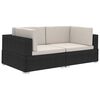 vidaXL Sectional Corner Chairs 2 pcs with Cushions Poly Rattan Black