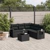 vidaXL 6 Piece Garden Sofa Set with Cushions Black Poly Rattan