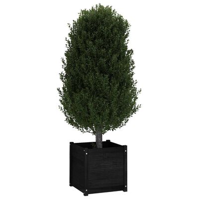 vidaXL Garden Planter Black 50x50x50 cm Solid Pinewood