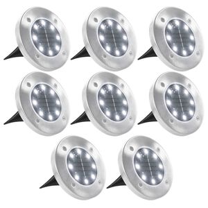 vidaXL Solar Ground Light | Set of 8 | White | PP | Compact | Solar