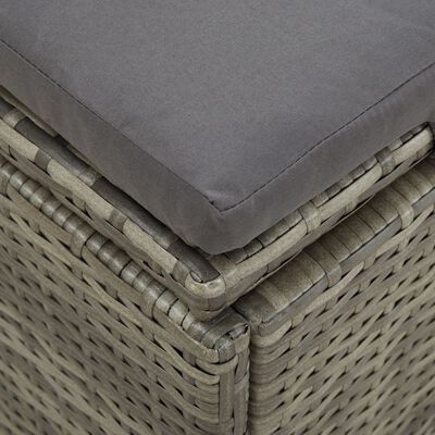vidaXL Convertible Sun Bed with Cushion Poly Rattan Grey