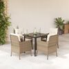 vidaXL 5 Piece Garden Dining Set with Cushions Beige Poly Rattan