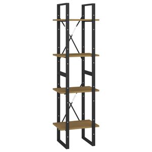 vidaXL Book Cabinet | Natural wood and black | Solid pine wood, metal | 4-Tier