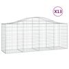 vidaXL Arched Gabion Baskets 13 pcs 200x50x80/100 cm Galvanised Iron