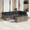 vidaXL 14 Piece Garden Sofa Set with Cushions Grey Poly Rattan