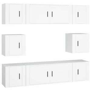 vidaXL 8 Piece TV Cabinet Set White Engineered Wood