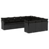 vidaXL 10 Piece Garden Sofa Set with Cushions Black Poly Rattan