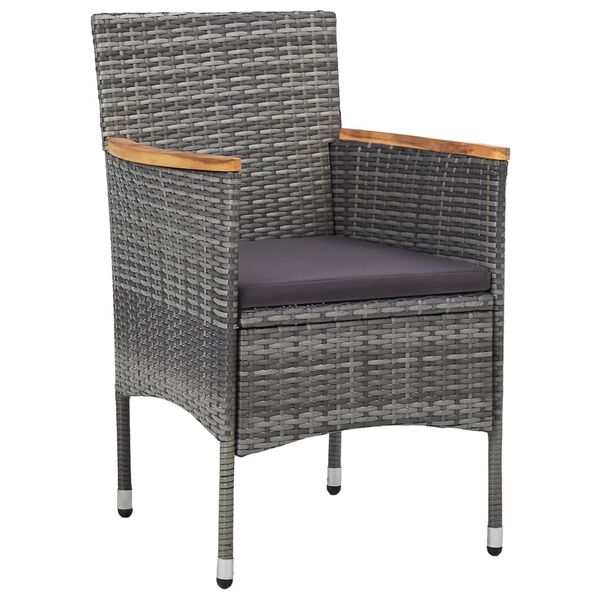 vidaXL 11 Piece Garden Dining Set Poly Rattan Grey