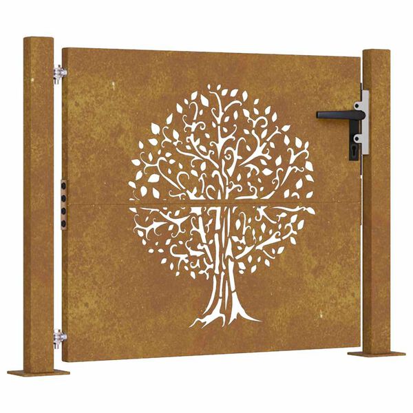 vidaXL Garden Gate 105x180 cm Corten Steel Tree Design
