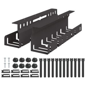 vidaXL Under Desk Cable Management Tray 2 pcs Black 43 x 9 x 11.5 cm