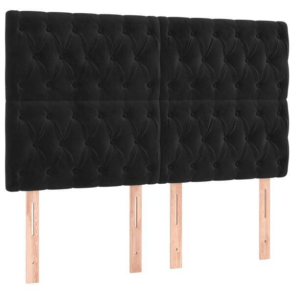 vidaXL LED Headboard Black 144 cm Velvet