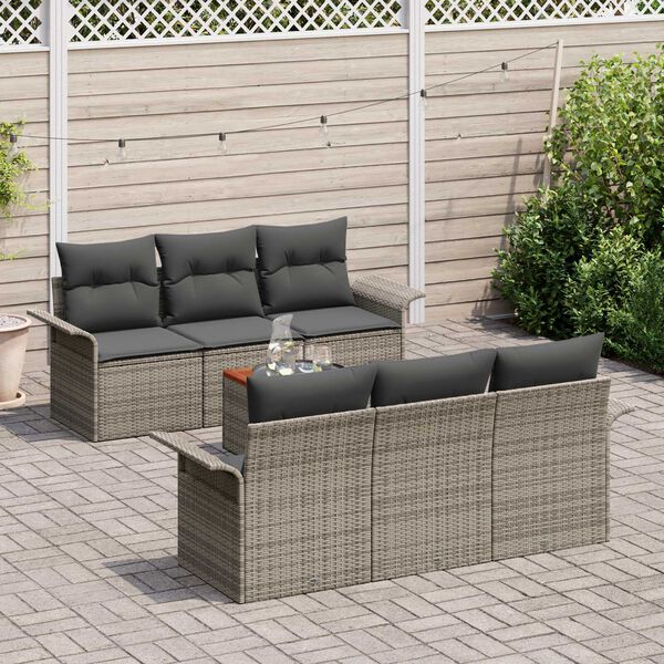 vidaXL Garden Sofa Set with Cushion with Storage Manual 7 pcs Grey