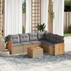 vidaXL 7 Piece Garden Sofa Set with Cushions Beige Poly Rattan