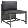vidaXL 4-Seater Garden Sofa with Cushions Grey Poly Rattan