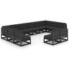 vidaXL 12 Piece Garden Lounge Set with Cushions Black Solid Pinewood