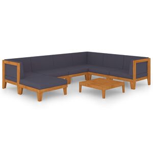 vidaXL 8 Piece Garden Lounge Set with Cushions Solid Acacia Wood