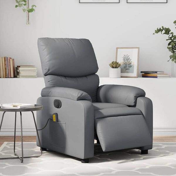 vidaXL Electric Massage Recliner Chair Grey Faux Leather