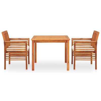 vidaXL 3 Piece Outdoor Dining Set with Cushions Solid Wood Acacia